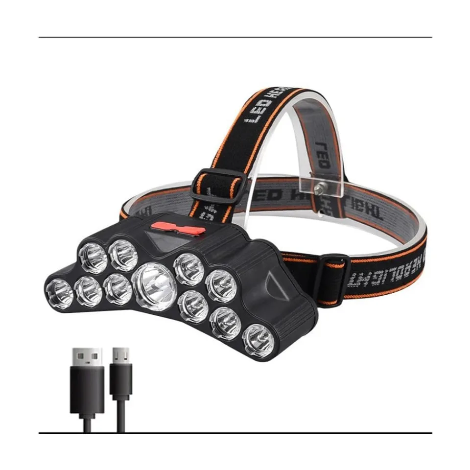 11 LED USB Rechargeable Flashlight With Builtin 18650 Battery Strong Light Camping Adventure Fishing Head Light Headlamp view 3
