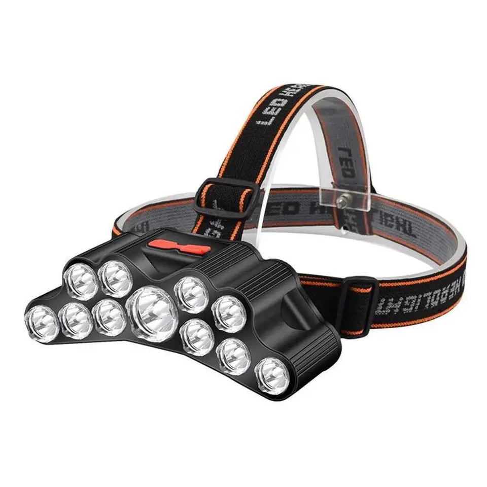 11 LED USB Rechargeable Flashlight With Builtin 18650 Battery Strong Light Camping Adventure Fishing Head Light Headlamp view 4