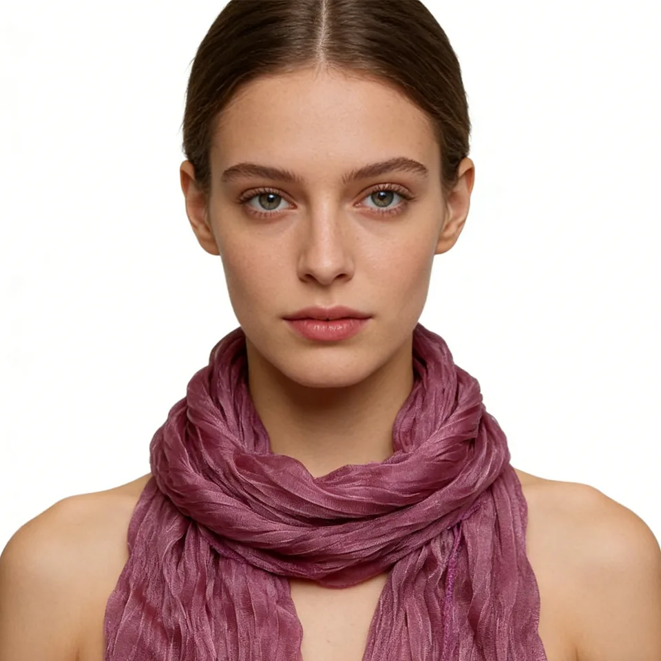 Grey Dyed Skinny Scarf - Minimalist Layering Scarf 55inchx16inch view 2