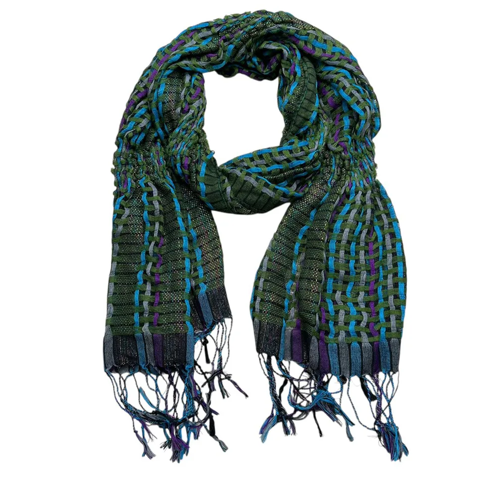 Olive Yarn-Dyed Polyester Scarf - Military Chic Scarf 66inchx23inch view 2