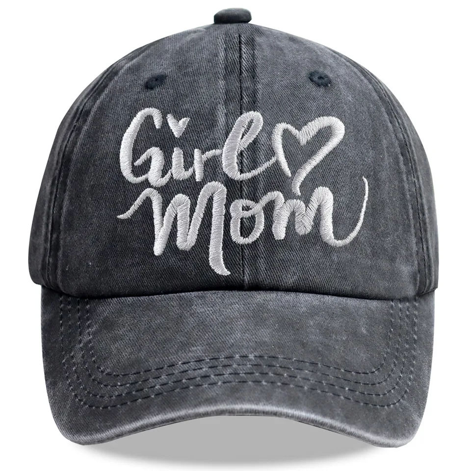 Girl Mom Hats For Women, Adjustable Embroidered Wash Cotton Baseball Cap view 4
