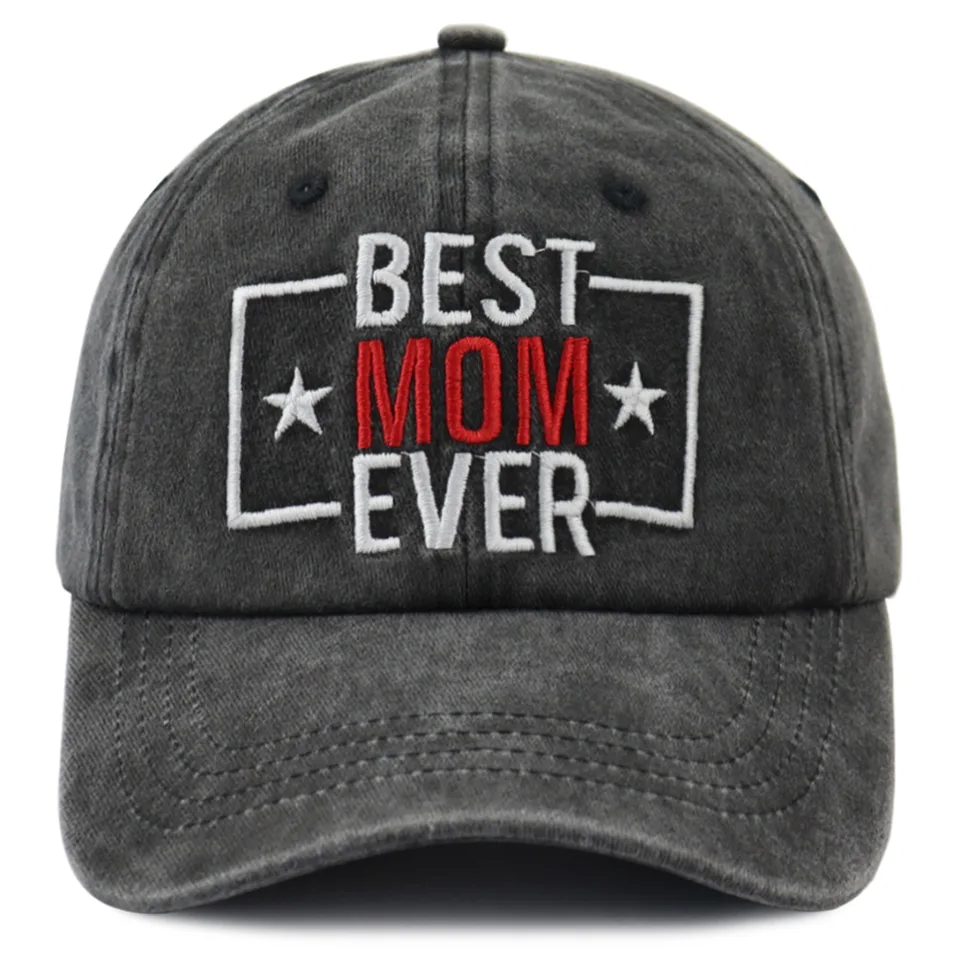 Best Mom Ever Hat For Women, Adjustable Embroidered Wash Cotton Baseball Cap view 3