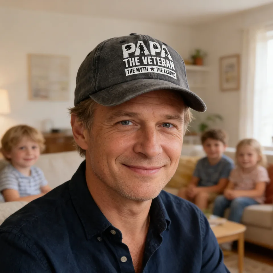 Papa Hats For Dad Birthday Gifts, Adjustable Embroidered Wash Cotton Baseball Cap view 2