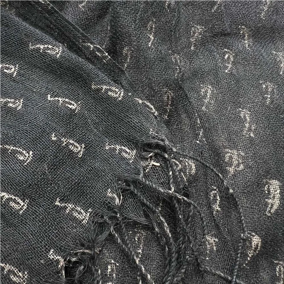 Black Printed Viscose Scarf - Elegant Evening Scarf 67inchx26inch view 2