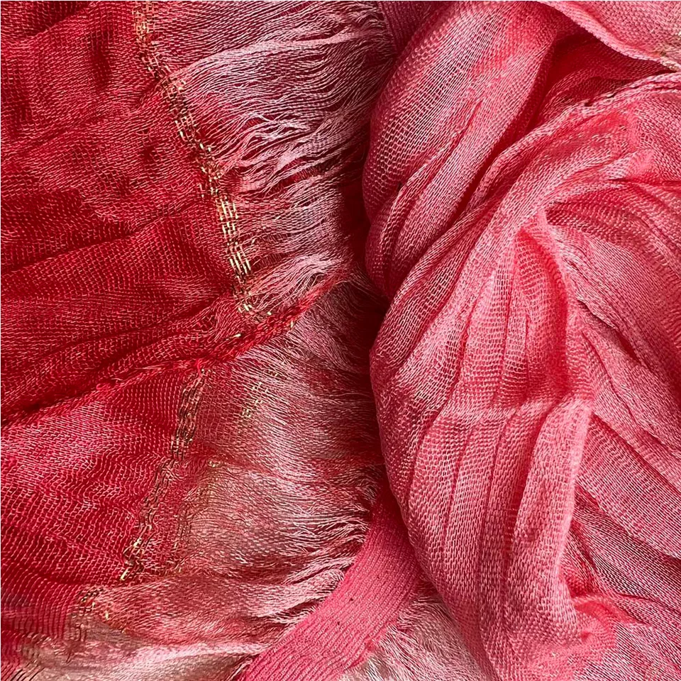 Red Metallic Polyester Scarf - Skinny Long Scarf With Silver Threads 66inchx9.4inch view 3