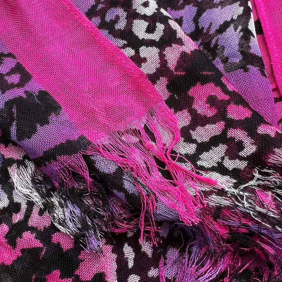 Hot Pink Printed Viscose Scarf - Extra Long Scarf 72inchx22inch view 3