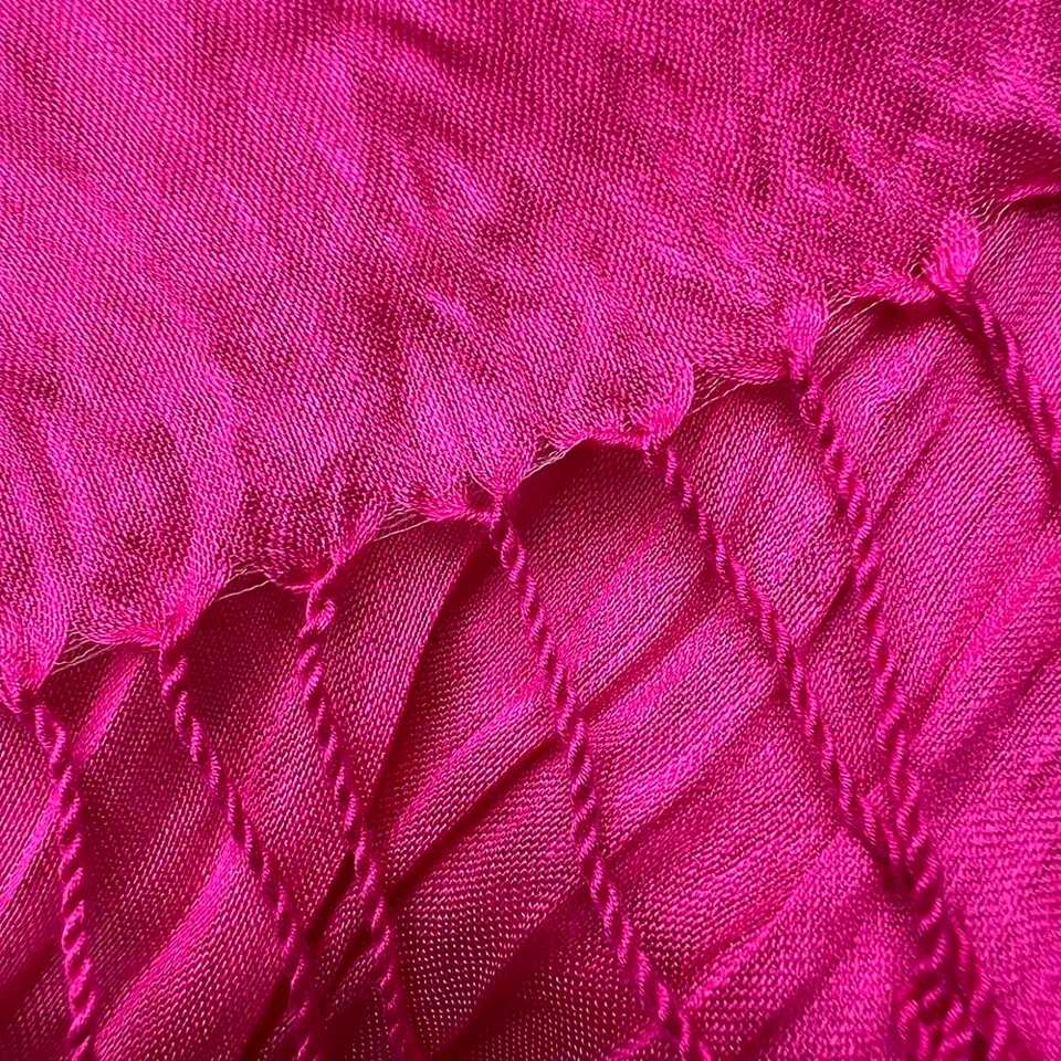 Hot Pink Dyed Crinkle Scarf - Vibrant Textured Scarf 67inchx24inch view 4