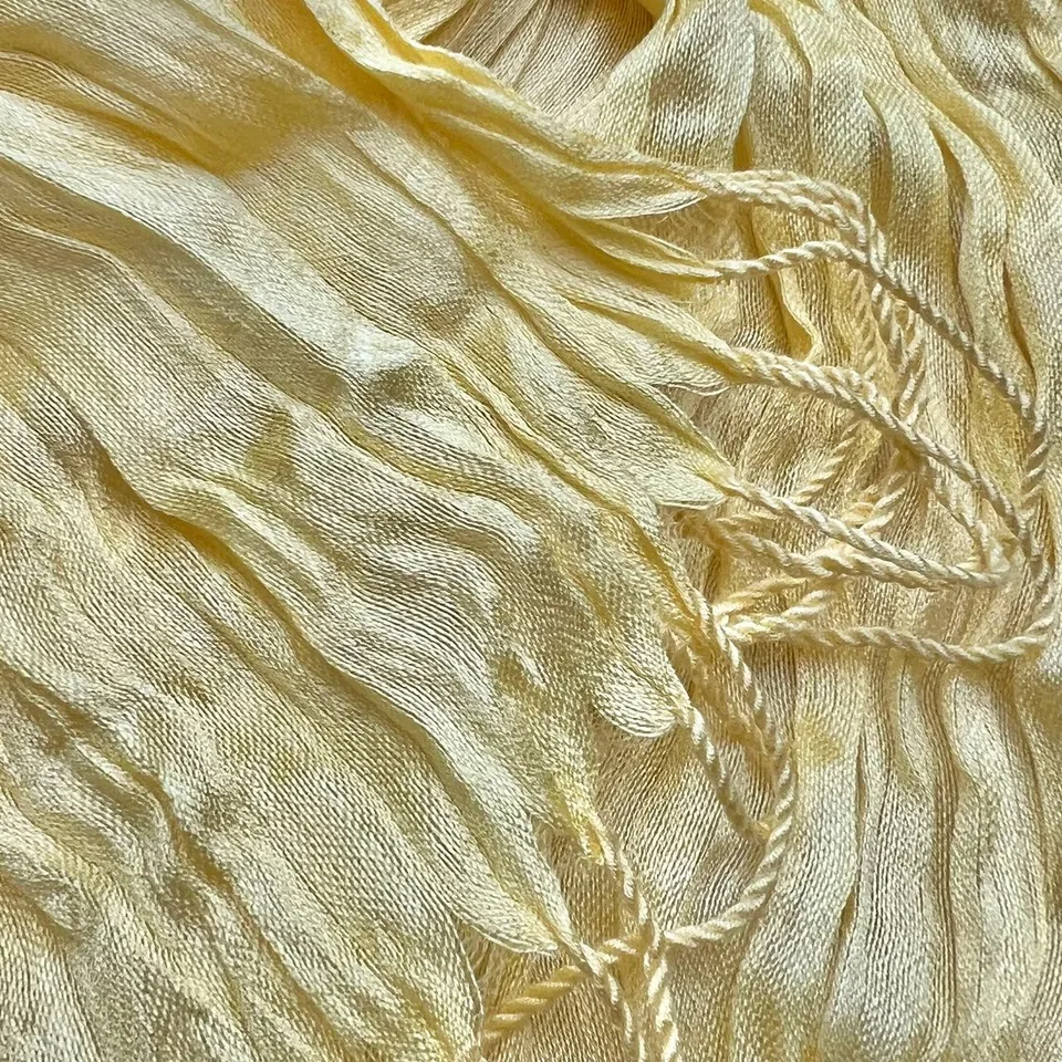 Yellow Dyed Crinkle Scarf - Textured Summer Scarf 67inchx24inch view 2