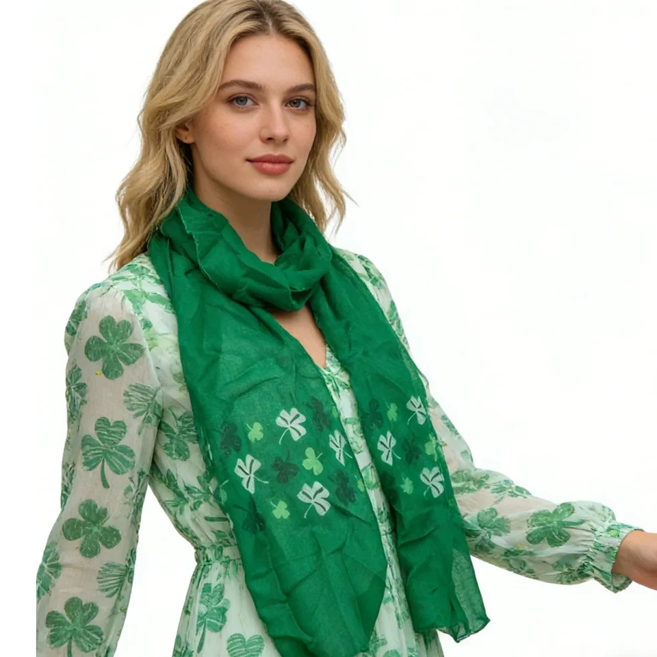 Olive Printed Scarf 2-Pack - Earth Tone Scarves 60inchx11inch Each view 4