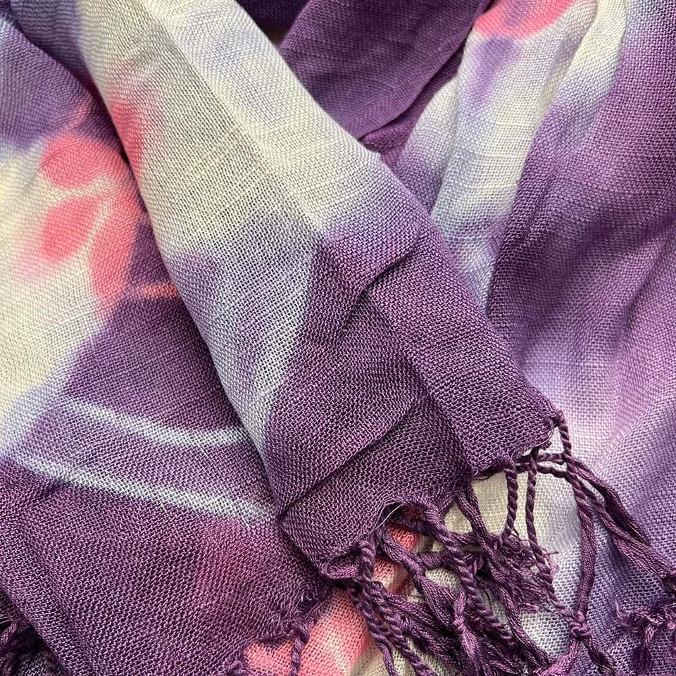 Purple Printed Viscose Scarf - Flowy Boho Scarf 59inchx24inch view 3