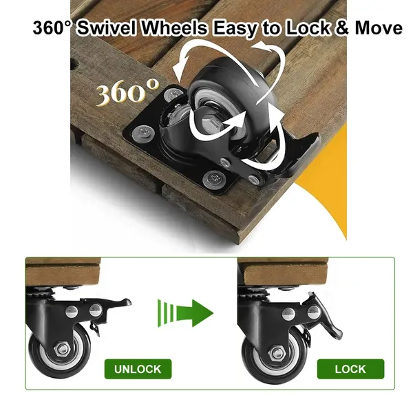 12inch*12inch Square Wooden Plant Cart: Natural Beauty, Easy Mobility, Perfect For Gardening view 4