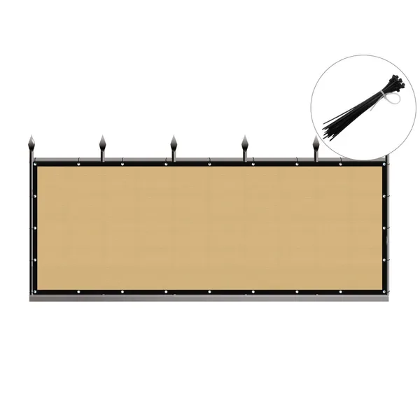 3ft*12ft Beige Sunshade Fence, An Outdoor Sun-proof And Heat-insulating Fence, A Must-have For Patios And Terraces