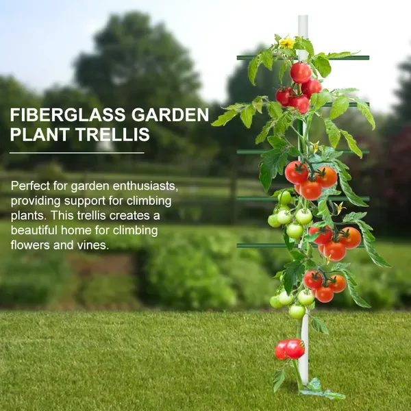 1PC 2FT*6FT White Round Tube Climbing Trellis, Outdoor Gardening Stand, Flower And Vegetable Climbing Trellis, Garden And Balcony Climbing view 3