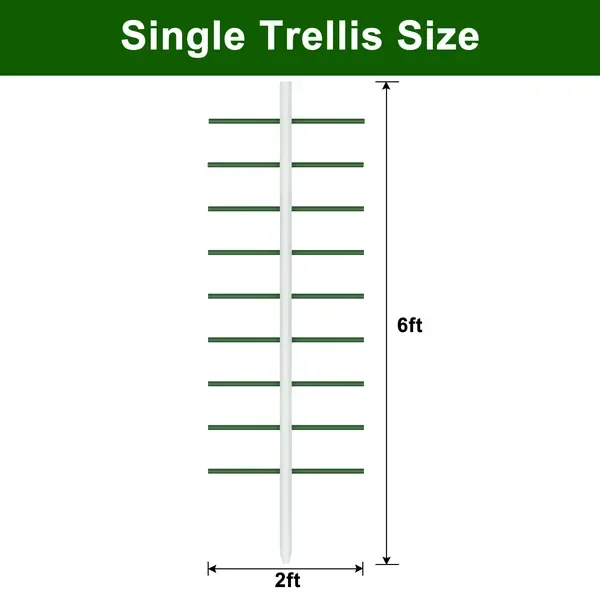 1PC 2FT*6FT White Round Tube Climbing Trellis, Outdoor Gardening Stand, Flower And Vegetable Climbing Trellis, Garden And Balcony Climbing view 4