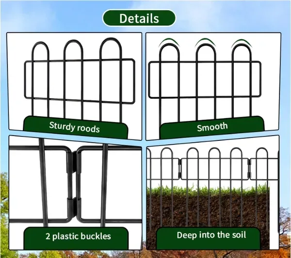 10PC 12inch*16.5inch Metal Protective Decorative Garden Fence, Animal Barrier, Yard And Lawn Isolation Fence, Outdoor Wrought Iron Fence view 4