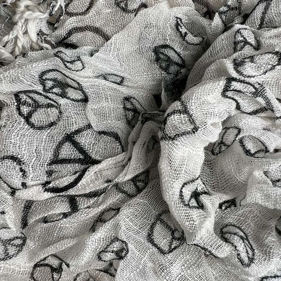 Black & White Print Viscose Scarf - Geometric Pattern Scarf 63inchx22inch view 4