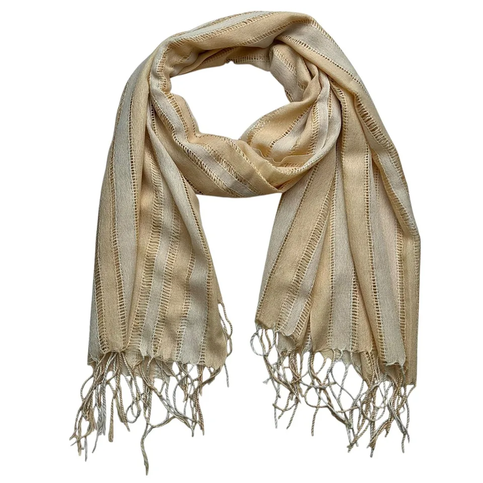 Khaki And Black Crinkle Polyester Scarf - Textured Casual Scarf 71inchx17.5inch view 4