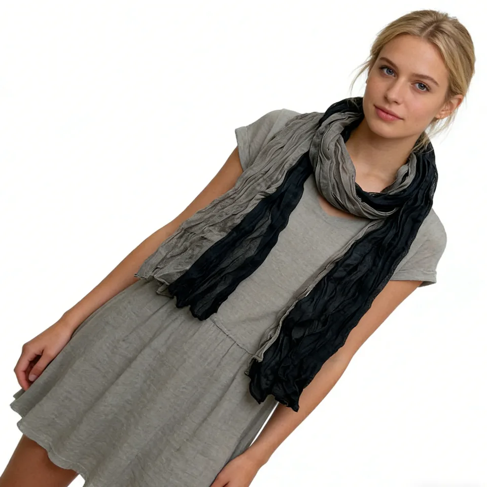 Khaki Yarn-Dyed Polyester Scarf - Classic Long Scarf 69inchx26inch view 2