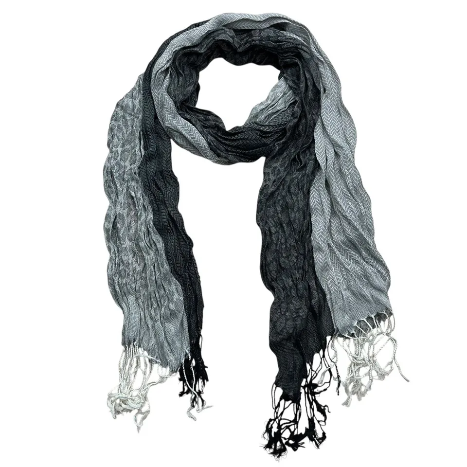 Jacquard Polyester Long Scarf For Women - Grey Winter Accessory 71inchx28inch view 2