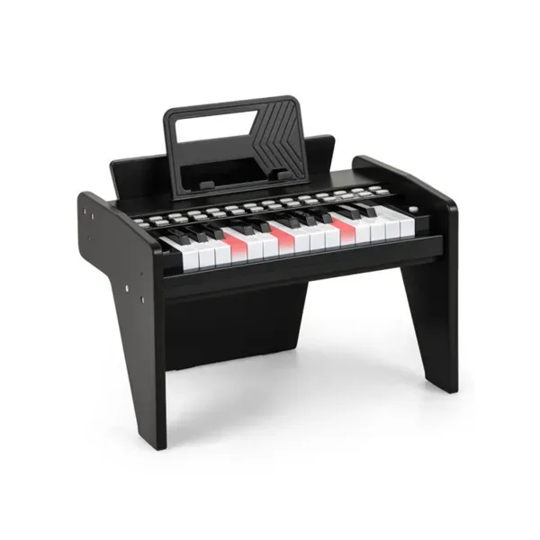 25 Keys Mini Digital Piano For Kids Age 3+, Lighted Teaching Mode With 6 Tones & 15 Demo Songs-Black view 2