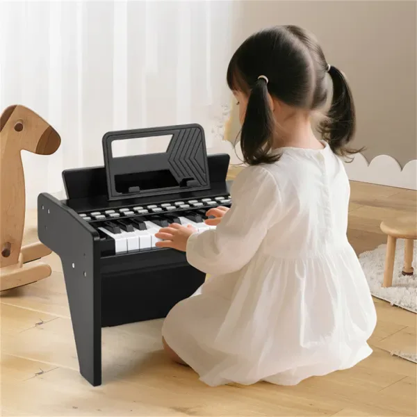25 Keys Mini Digital Piano For Kids Age 3+, Lighted Teaching Mode With 6 Tones & 15 Demo Songs-Black view 4