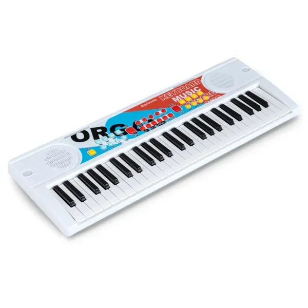 49 Keys Kids Electronic Keyboard With Microphone, 8 Tones & Rhythms Educational Music Toy For Age 3+ - White view 4