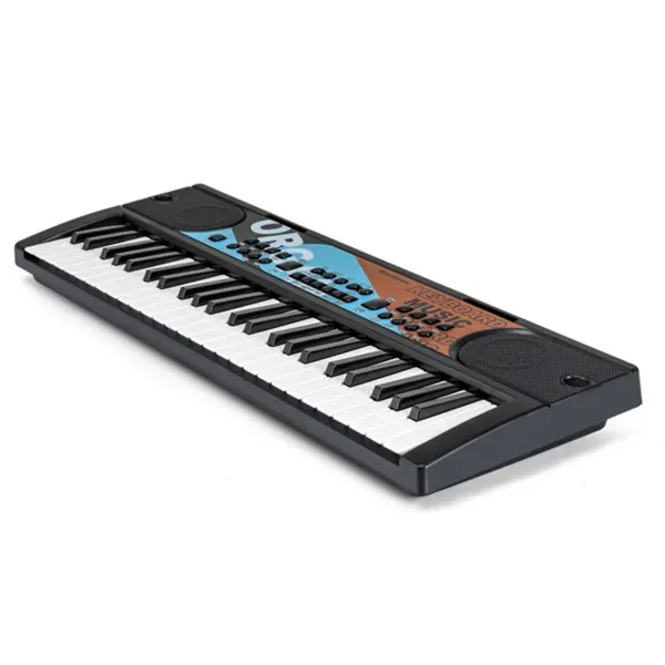 49 Keys Kids Electronic Keyboard With Microphone, 8 Tones & Rhythms Educational Music Toy For Age 3+ - Black view 2