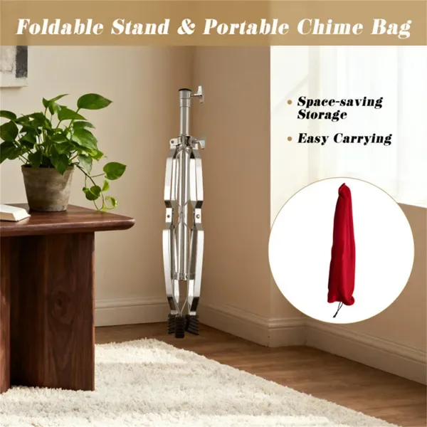 36-Tube Single-Row Wind Chime With Adjustable Tripod Stand, Portable Percussion Instrument For Church Band & Orchestra view 3