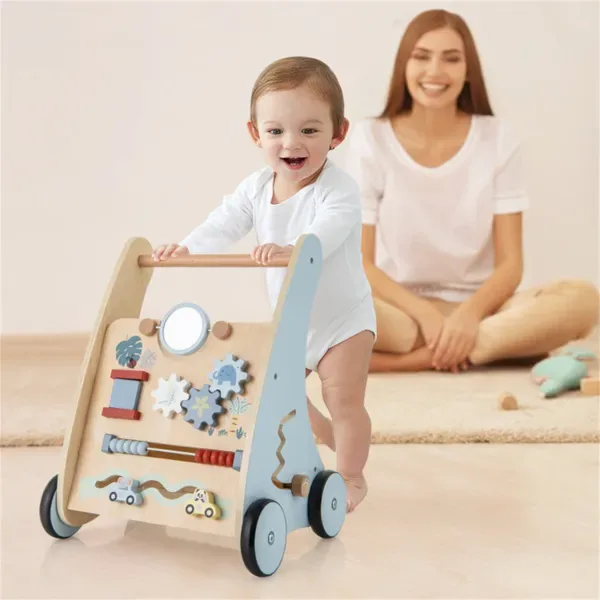 Multi-Functional Baby Activity Walker, Anti-O-Leg Design Wooden Walker With Storage For Toddlers view 2