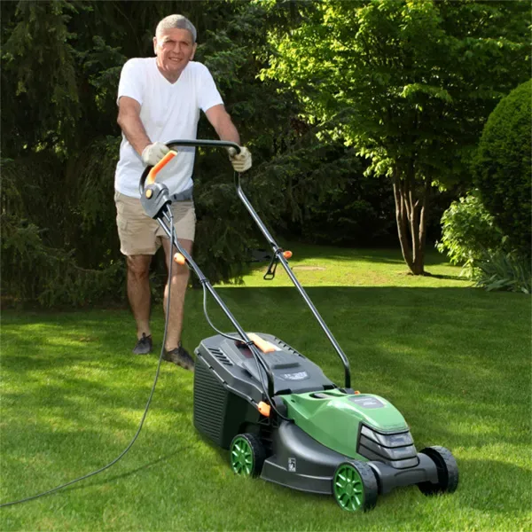 12 Ampere 13.5 Inch Electric Rope Lawn Mower With Dual Safety Switches -Green view 3
