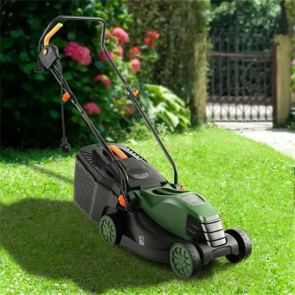 12 Ampere 13.5 Inch Electric Rope Lawn Mower With Dual Safety Switches -Green view 4