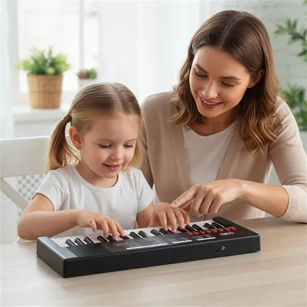 Black 37 Keys Kids Electronic Keyboard With Microphone, 8 Tones & 8 Rhythms Piano Toy For Ages 3+ view 3