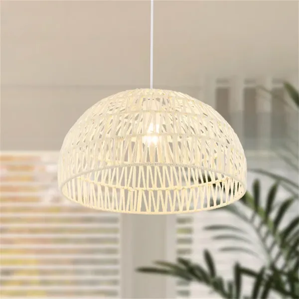Height-Adjustable Farmhouse Rattan Pendant Lights With Adjustable Hanging Rope view 3