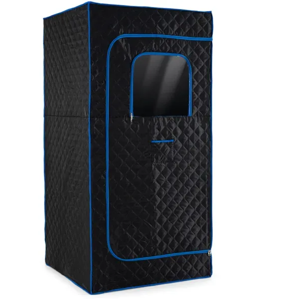 Extra-Large Home Sauna Tent With Foldable Chair - 220lbs Capacity, 360° All-Round Steam, Tool-Free Setup-Blue view 2