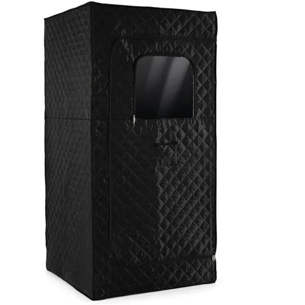 Extra-Large Home Sauna Tent With Foldable Chair - 220lbs Capacity, 360° All-Round Steam, Tool-Free Setup-Black view 2