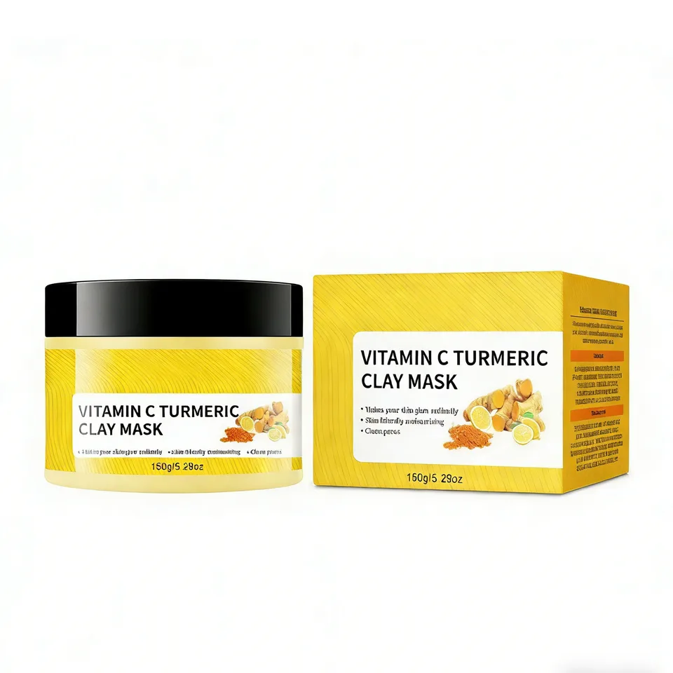 Turmeric Vitamin C Clay Mask With Kaolin Clay For Dull & Blemish-Prone Skin, Deep Cleansing Facial Mask For Controlling Oil And Refining