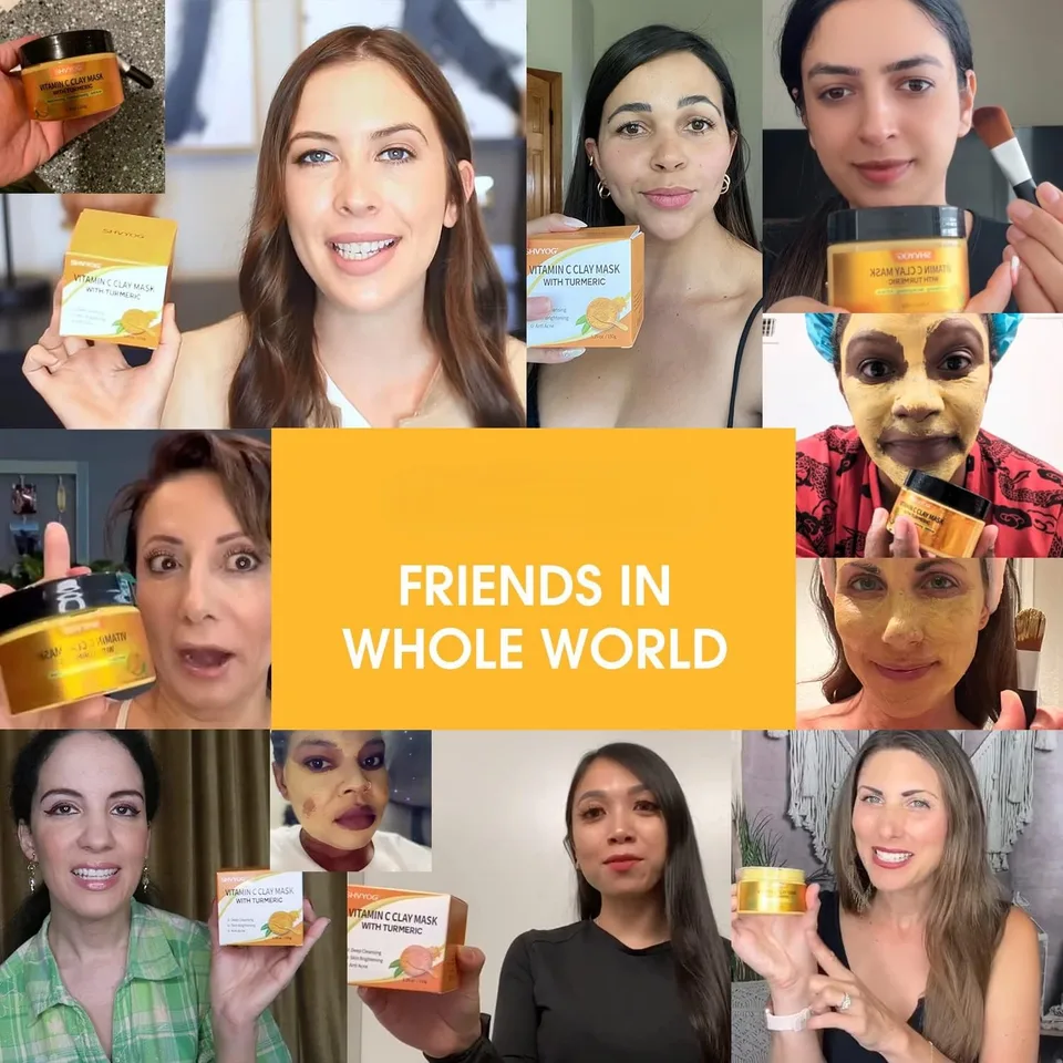 Turmeric Vitamin C Clay Mask With Kaolin Clay For Dull & Blemish-Prone Skin, Deep Cleansing Facial Mask For Controlling Oil And Refining view 2