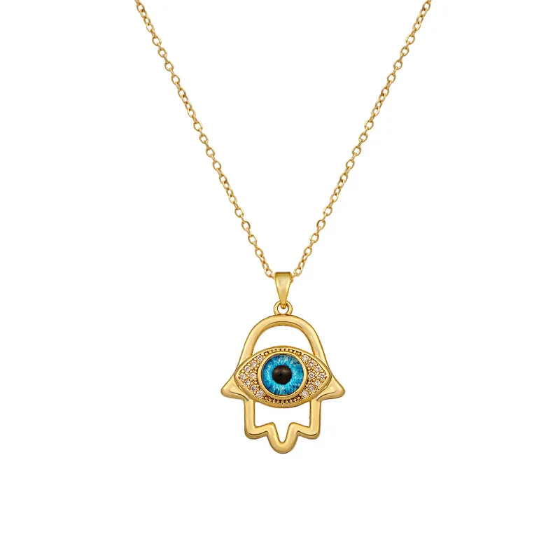 Evil Eye Hamsa Hand Necklace For Women, Protection Amulet Pendant With Titanium Steel view 4