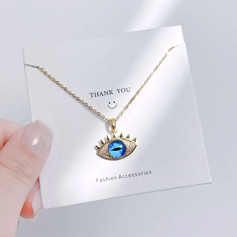 Evil Eye Hamsa Hand Necklace For Women, Protection Amulet Pendant With Titanium Steel view 3