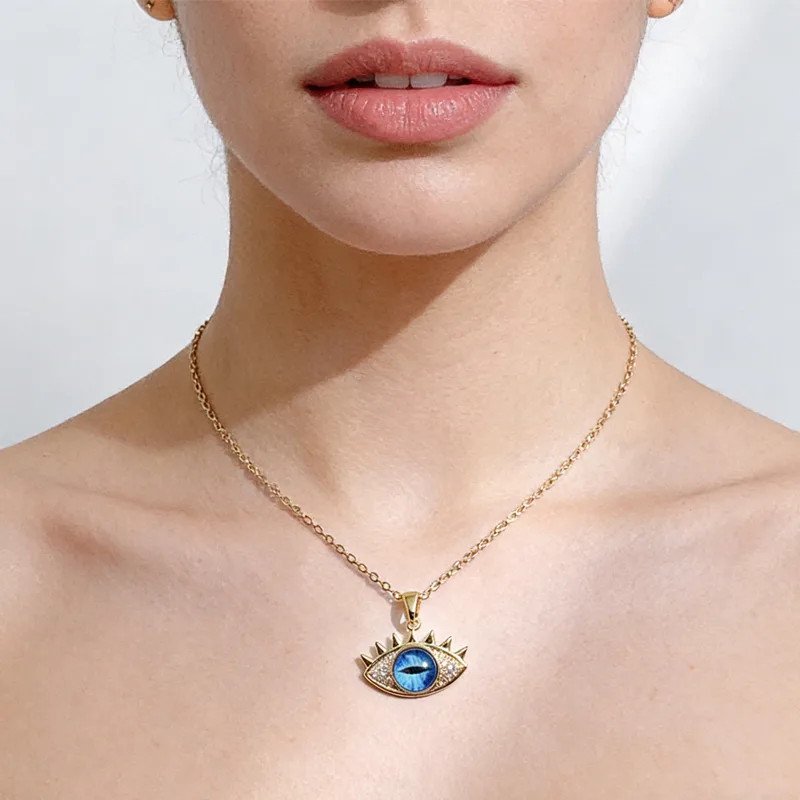 Evil Eye Hamsa Hand Necklace For Women, Protection Amulet Pendant With Titanium Steel