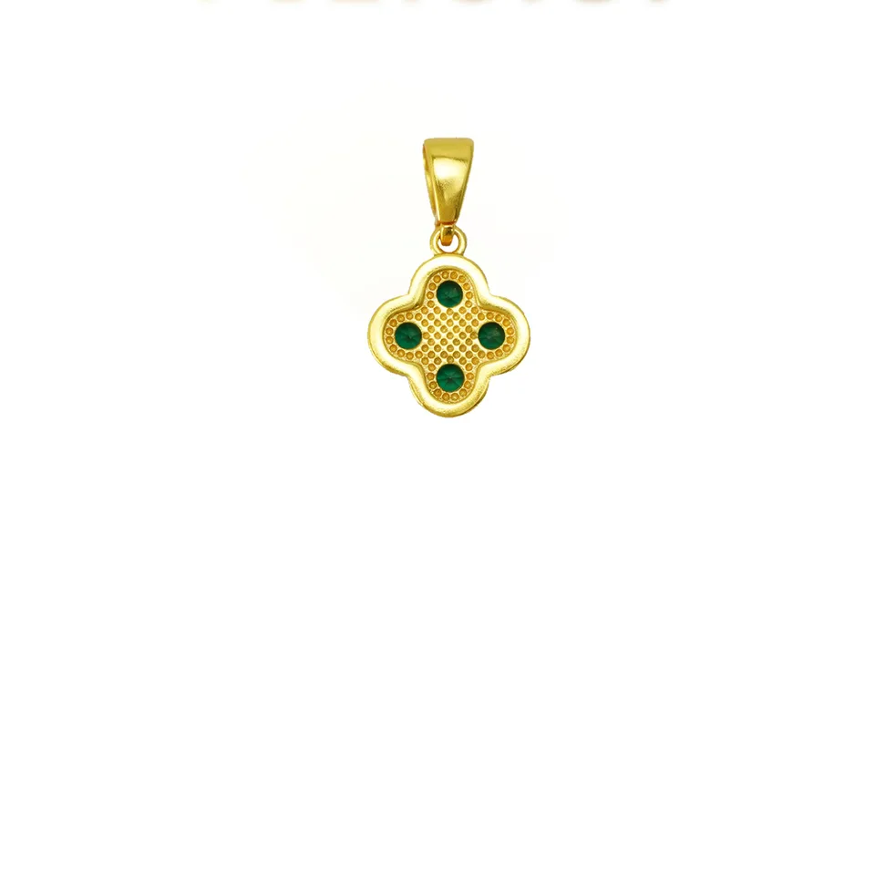 Green 4 Leaf Clover 24K Gold Necklace For Women, Lucky Pendant Chain Necklace Jewelry view 4