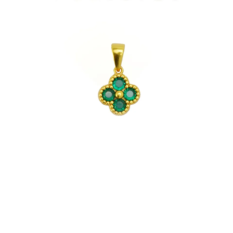 Green 4 Leaf Clover 24K Gold Necklace For Women, Lucky Pendant Chain Necklace Jewelry view 3