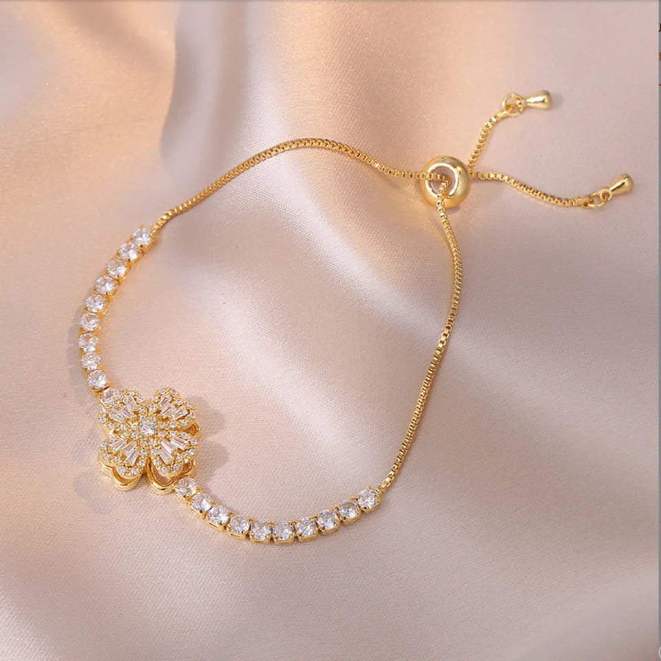 Women Bracelets Sterling Infinity Heart White Gold Plated Cubic Zirconia Adjustable Bracelet Best Gifts For Women view 3