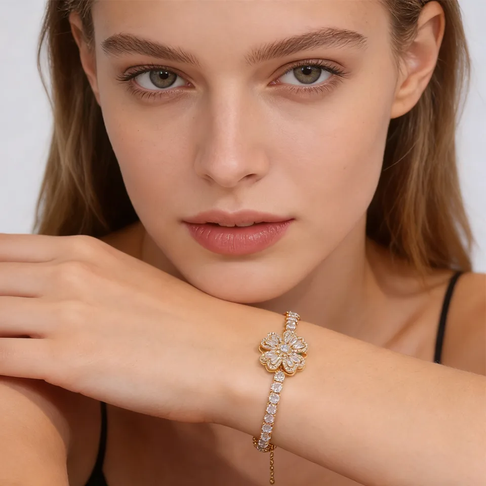 Women Bracelets Sterling Infinity Heart White Gold Plated Cubic Zirconia Adjustable Bracelet Best Gifts For Women view 2