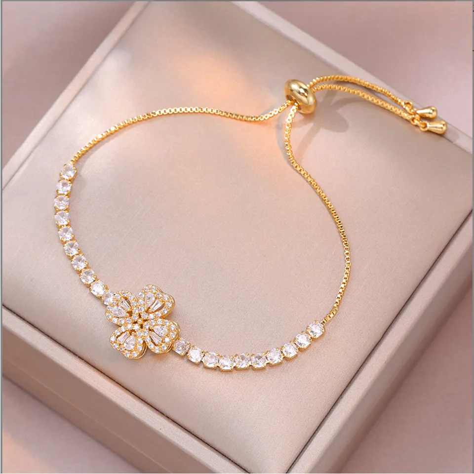 Women Bracelets Sterling Infinity Heart White Gold Plated Cubic Zirconia Adjustable Bracelet Best Gifts For Women view 4