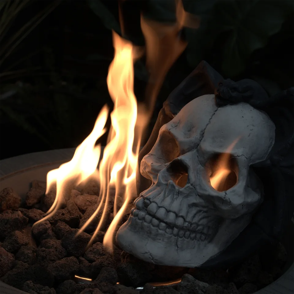 Demon Skull Gas Log For Fire Pit & Fireplace, Ventless, Halloween Decor view 3