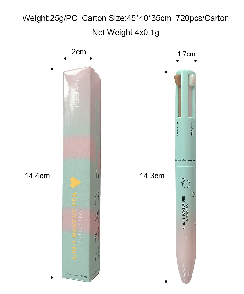 4 In 1 Makeup Pen Multifunctional Makeup Pen With Eyeliner, Lip Liner, Eyebrow Pencil, And Highlighter Portable Travel Easy-To-Apply Makeup Pencil view 3