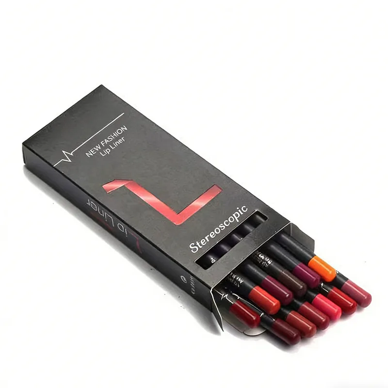 12 Color Lip Liner Pencil Set, High Pigmented Natural Lip Makeup Vegan Soft Pencils Longwear  Ultra Fine Lip Liners view 3