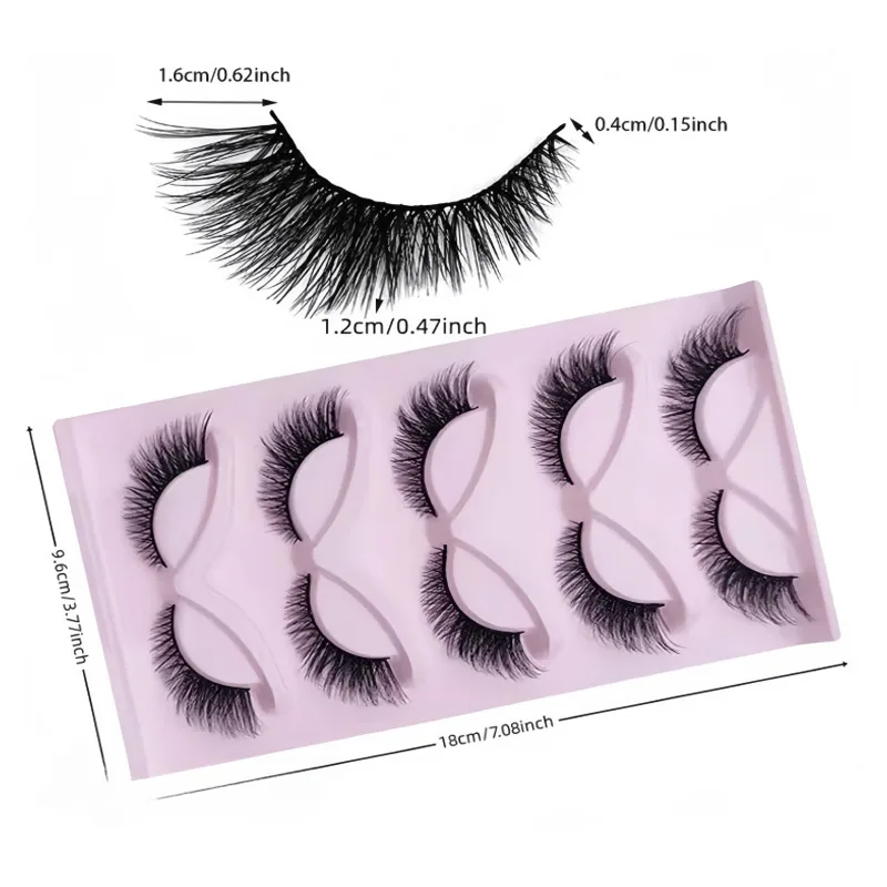 5 Pairs False Lashes Eyelashes Extension Cluster, Faux Mink Fluffy Long Full Look Eye Bottom,  Dramatic Cosmetic Makeup view 3