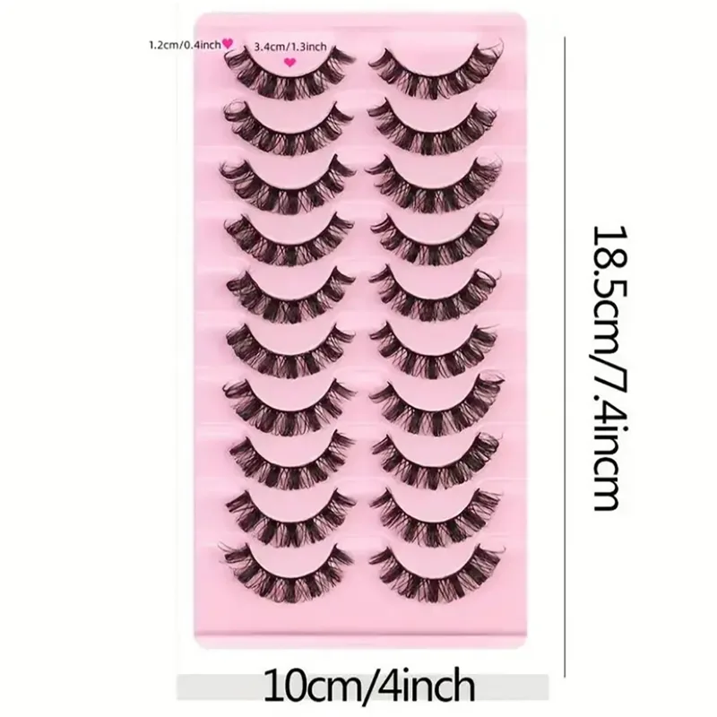 10 Pairs False Lashes Eyelashes Extension Cluster, Faux Mink Fluffy Long Full Look Eye Bottom, Dramatic Cosmetic Makeup view 3